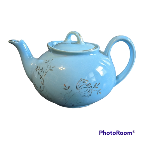 🎶🎶VTG 40's Porcelain Blue W Gold Floral Design "Tea For 2" Musical Teapot🎶🎶 - Picture 2 of 12